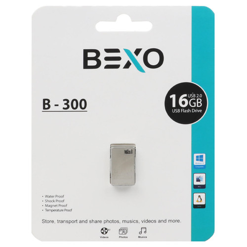 BEXO B-300 USB2.0 Flash Memory-16GB (گارانتی داده پردازی آواتک) نقره ای